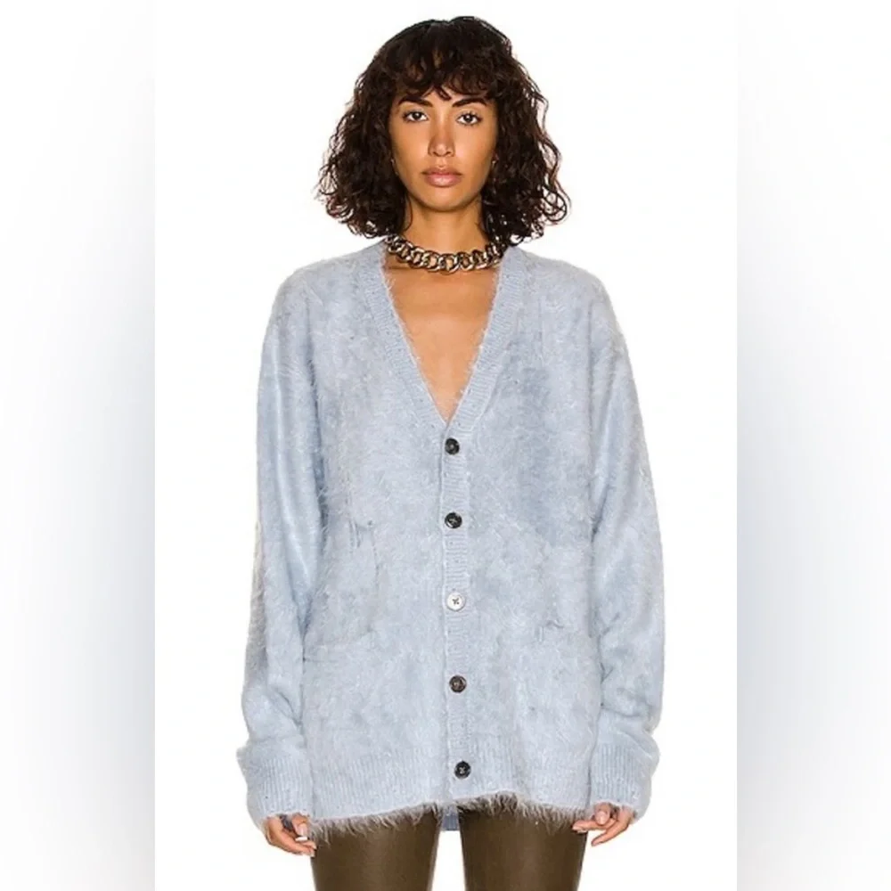 R13 Japanese Brushed Cashmere Cardigan - Light Blue. Size medium - Picture 7 of 14